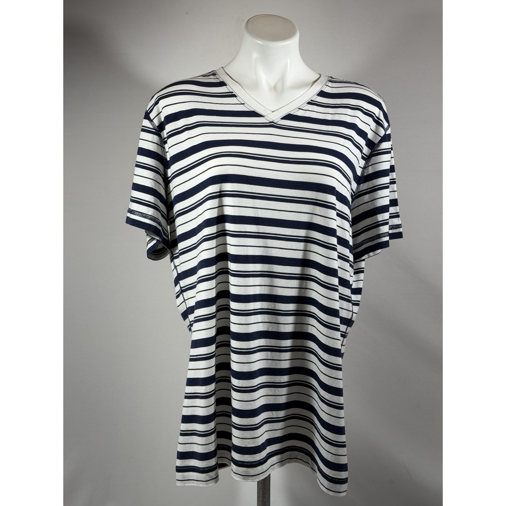 Lululemon Mens Performance Shirt XXL Blue White Stripe Athletic Training Tee